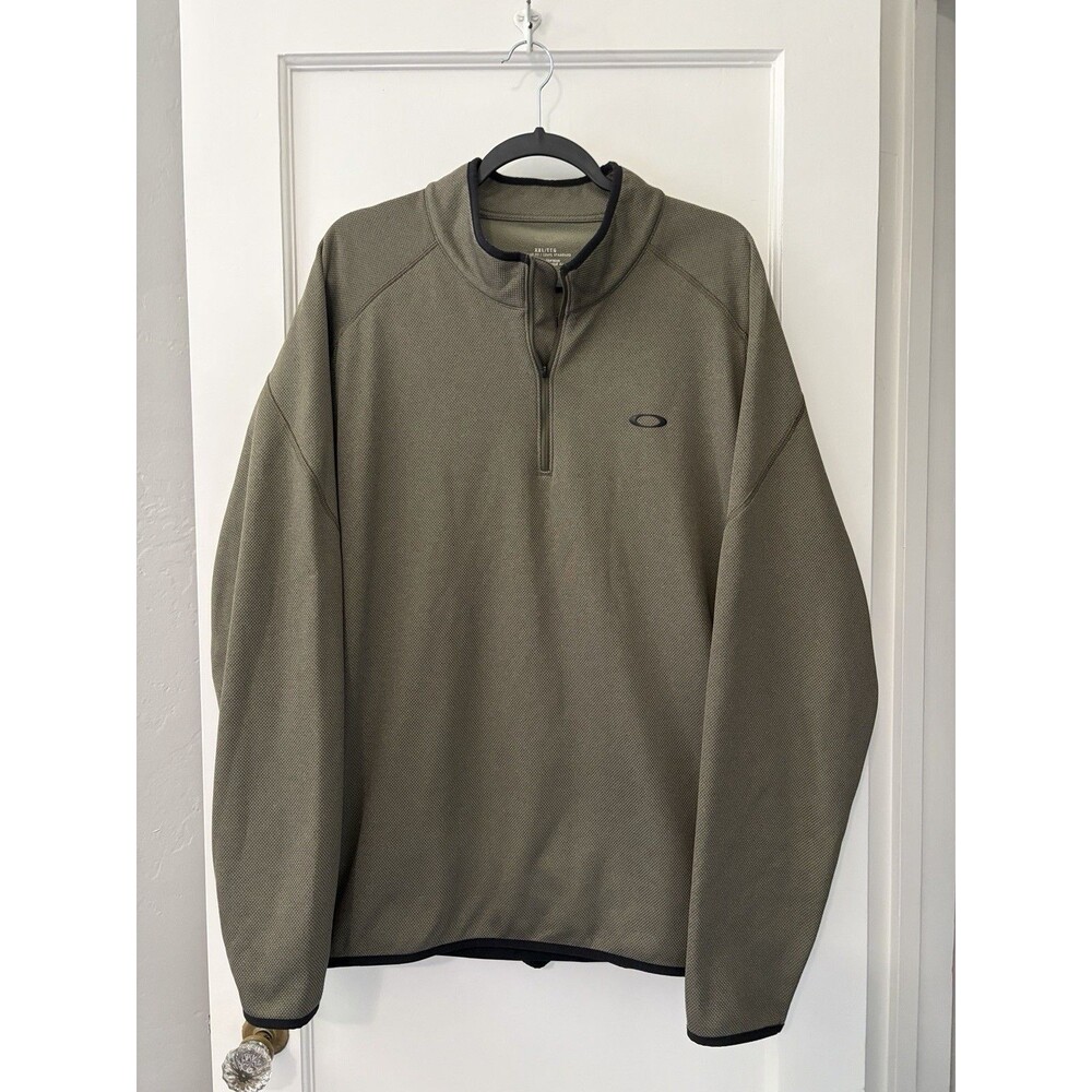 Oakley Mens XXL 2XL Quarter Zip Pullover Olive Green Performance Golf Fleece